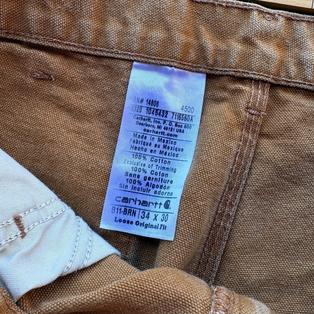 Carhartt B11-BRN Loose Original Fit Washed Duck Work Dungaree Brown Mens 34x30 - Picture 4 of 5